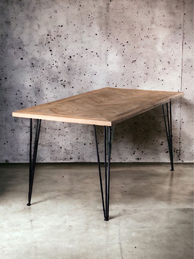 【ブルックリン家具】古材×ブラックスチール脚 ダイニングテーブル150×80cm