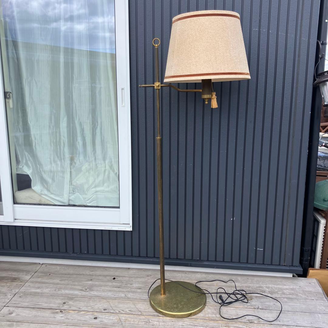 昭和レトロ ナショナル 真鍮製スタンドライト シェードランプ フロアライト