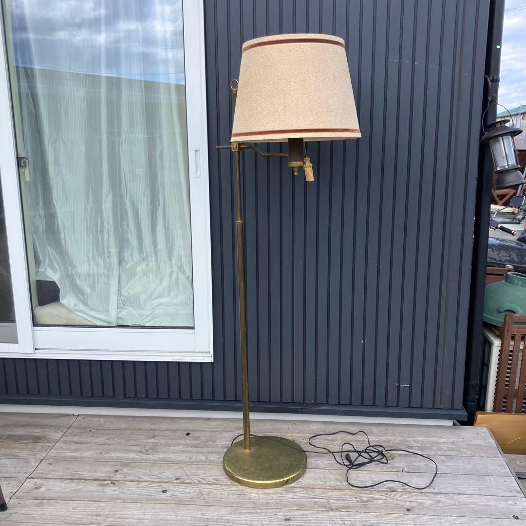 昭和レトロ ナショナル 真鍮製スタンドライト シェードランプ フロアライト
