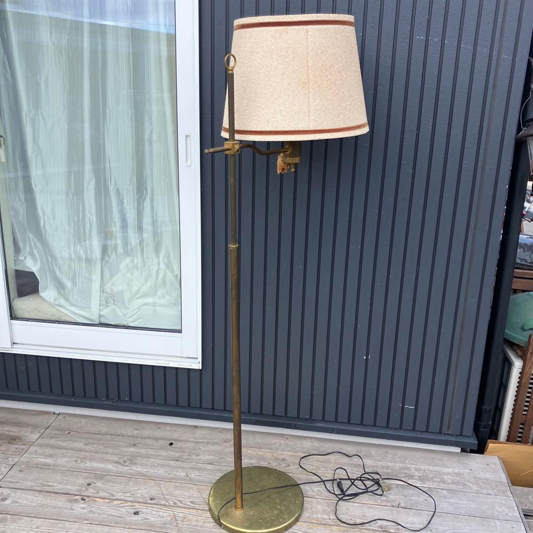 昭和レトロ ナショナル 真鍮製スタンドライト シェードランプ フロアライト