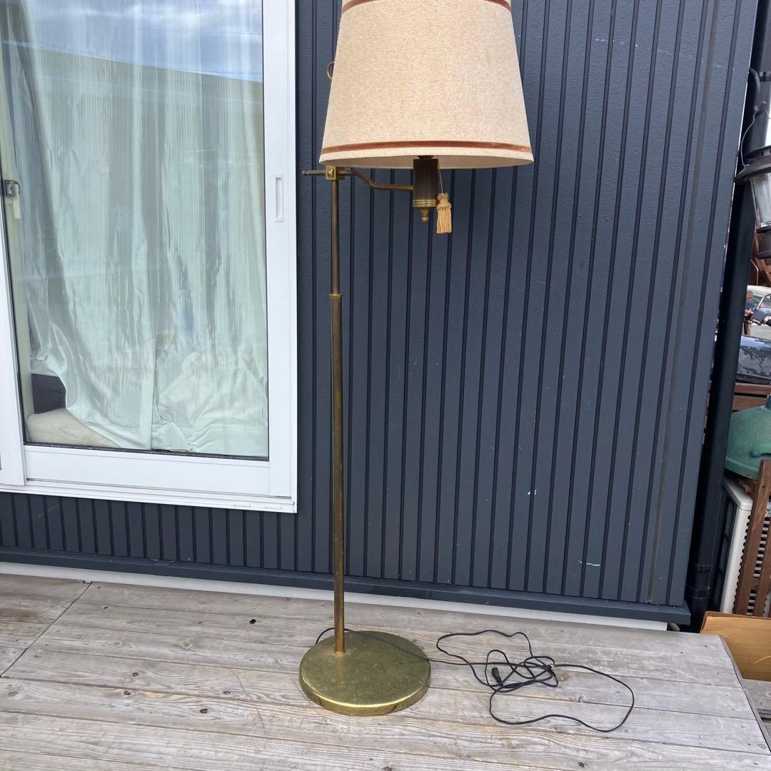 昭和レトロ ナショナル 真鍮製スタンドライト シェードランプ フロアライト
