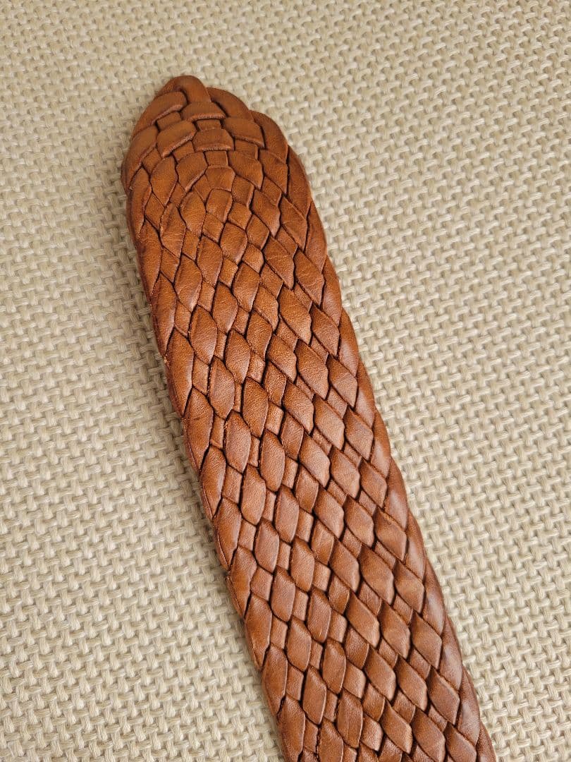 RALPH LAUREN シルバーバックル 本革 メッシュベルトレザー編み込み