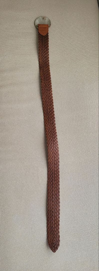 RALPH LAUREN シルバーバックル 本革 メッシュベルトレザー編み込み