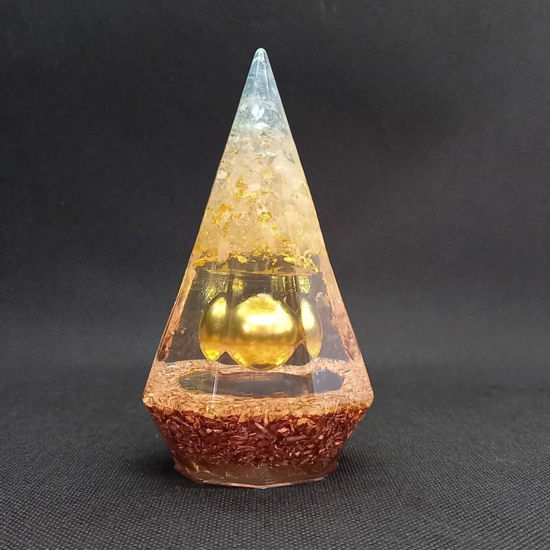 最強金運アップ オルゴナイト『金運神降臨』 金運風水八角錐オルゴナイト No25