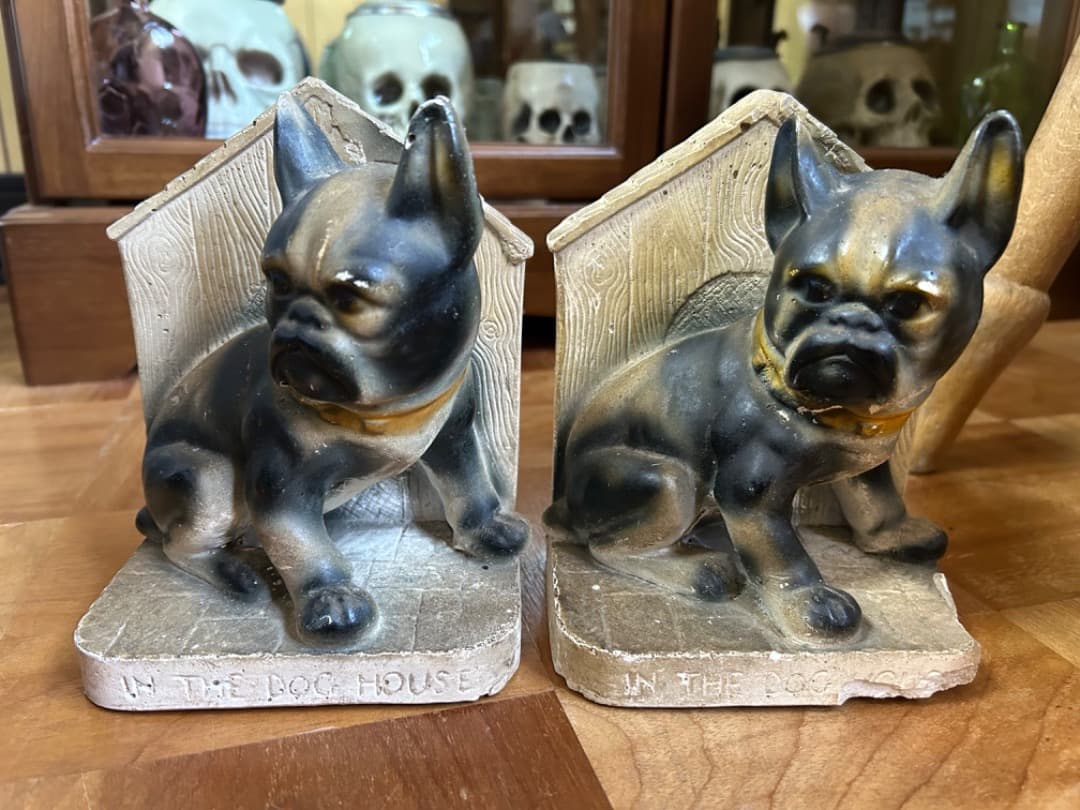 ビンテージ チョークウェア フレンチブルドッグ ブックエンド Bulldog