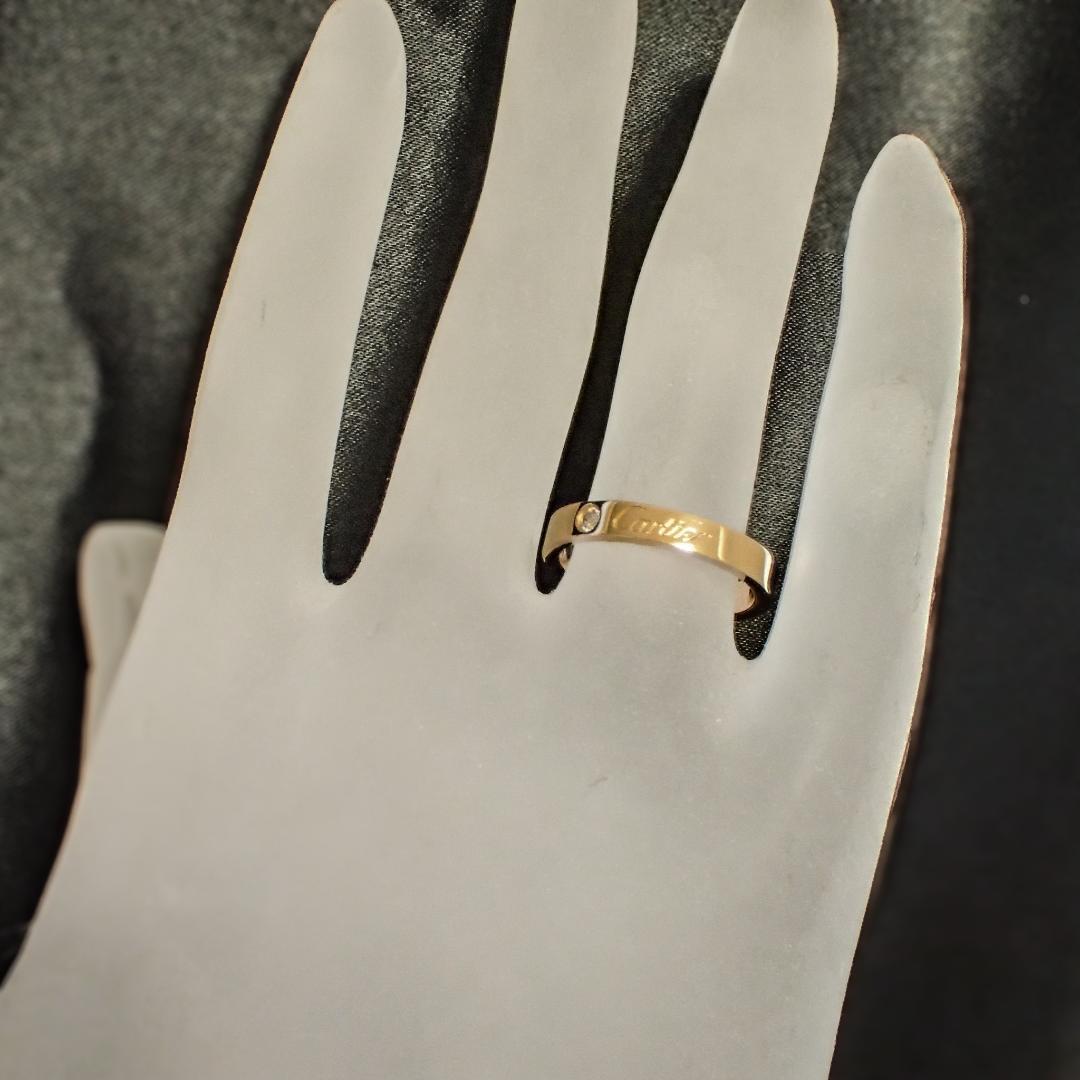 カルティエ Cartier K18PG 1PD エングレーブド リング 51号