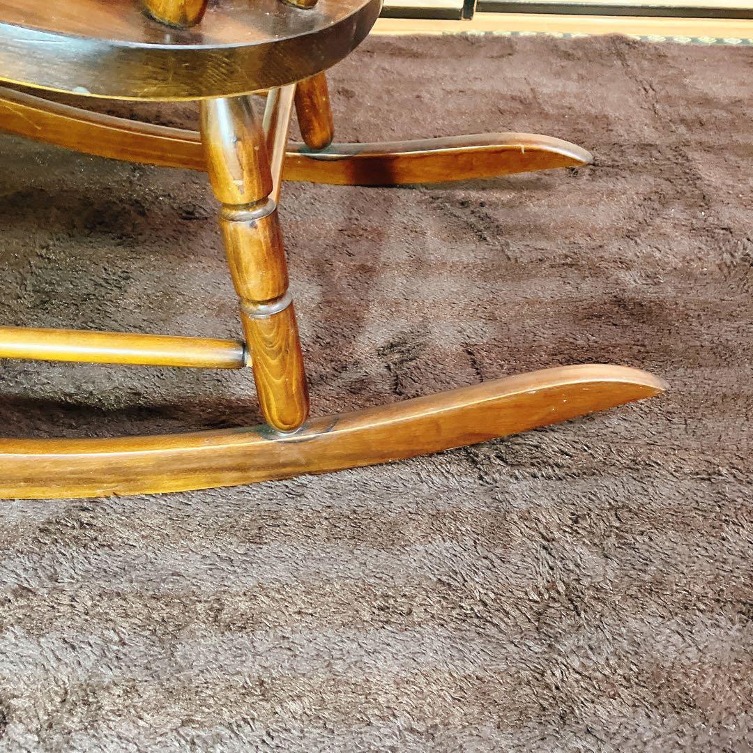 ビンテージ 木製ロッキングチェア 花柄座面 アームチェア