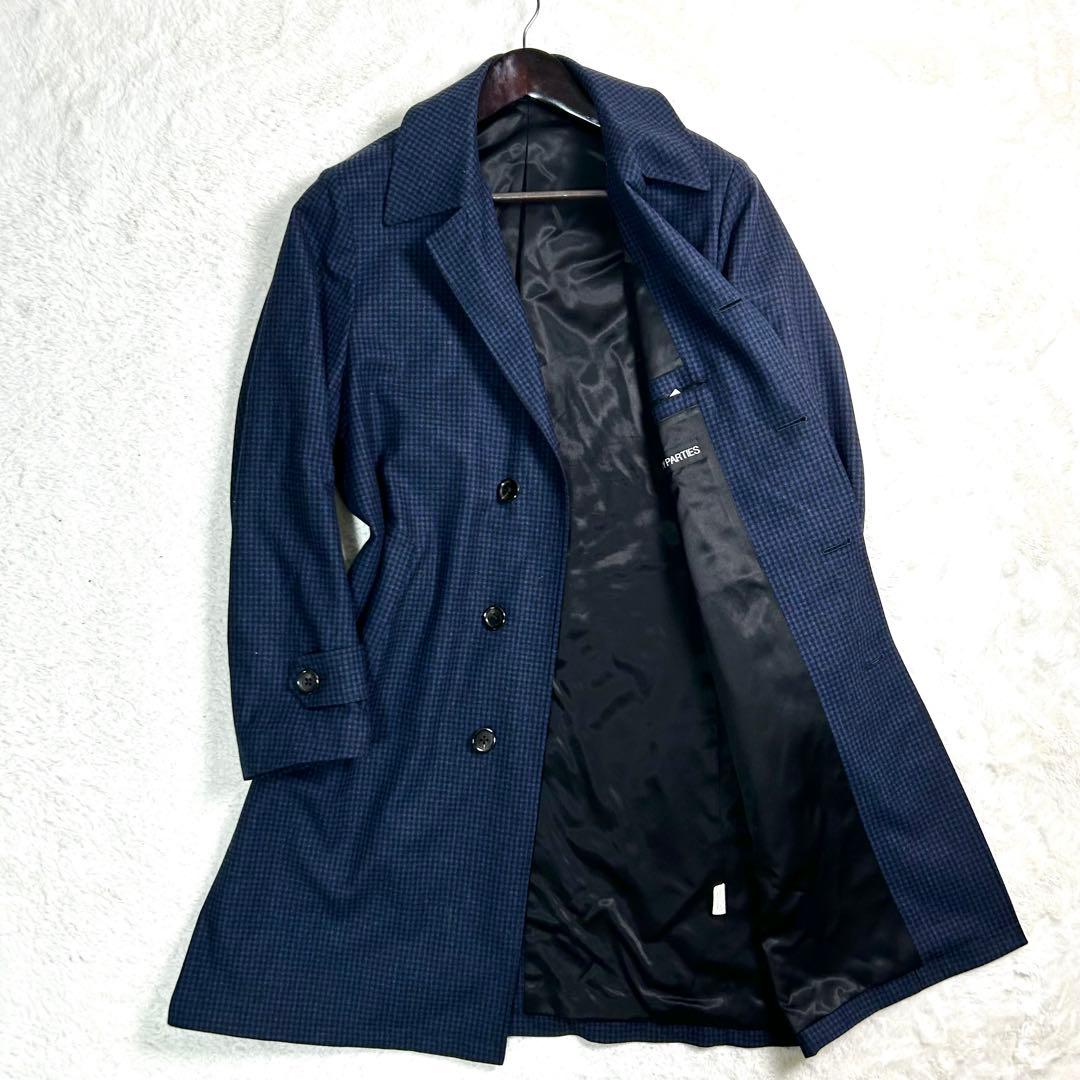 WACKO MARIA ゼニア生地　カシミヤ・シルク混ステンカラーコート　千鳥柄