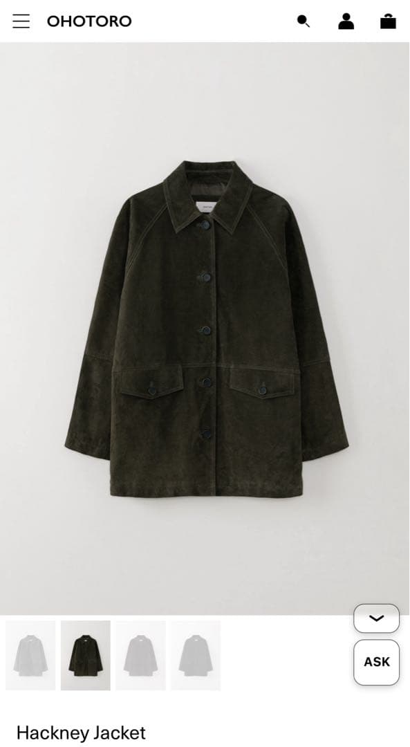 ohotoro　hackney jacket khaki