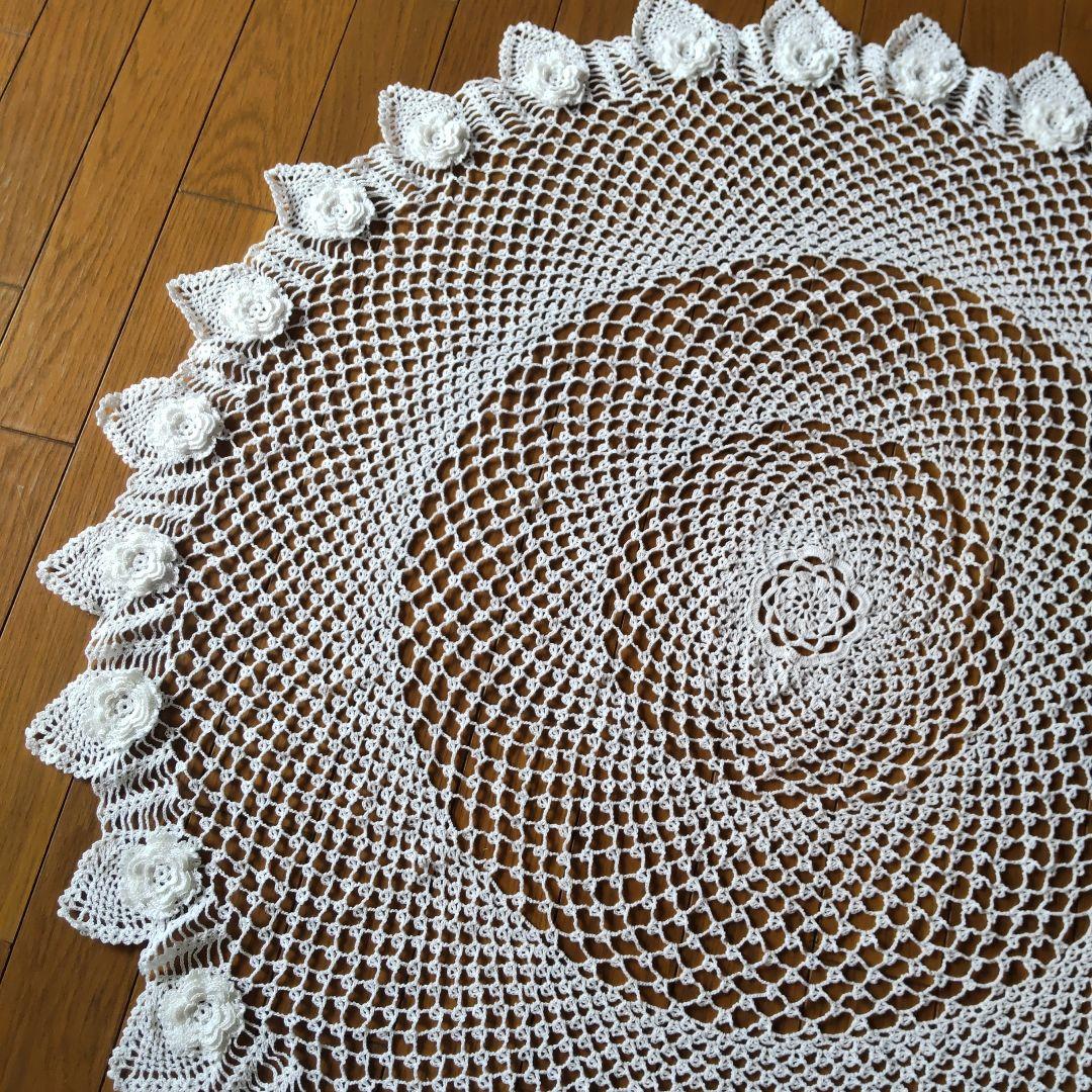 樹里レース編みドイリーホワイトハンドメイド