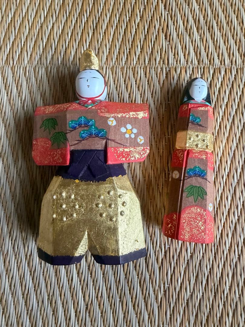 一刀彫 御雛 内裏雛 お雛様 共箱