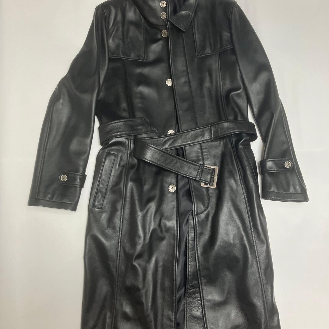 レザー トレンチコート ブラック　値下げ応相談