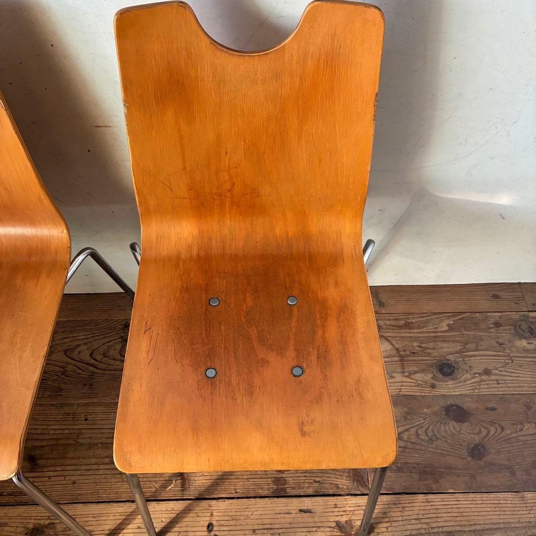 2脚セット ヴィンテージ プライウッド スタッキングチェア