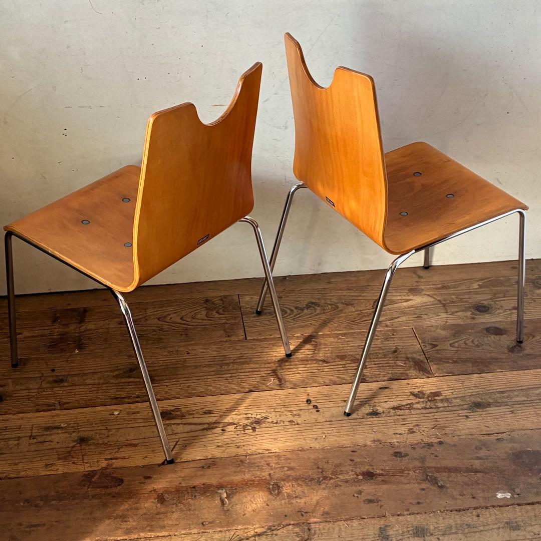 2脚セット ヴィンテージ プライウッド スタッキングチェア