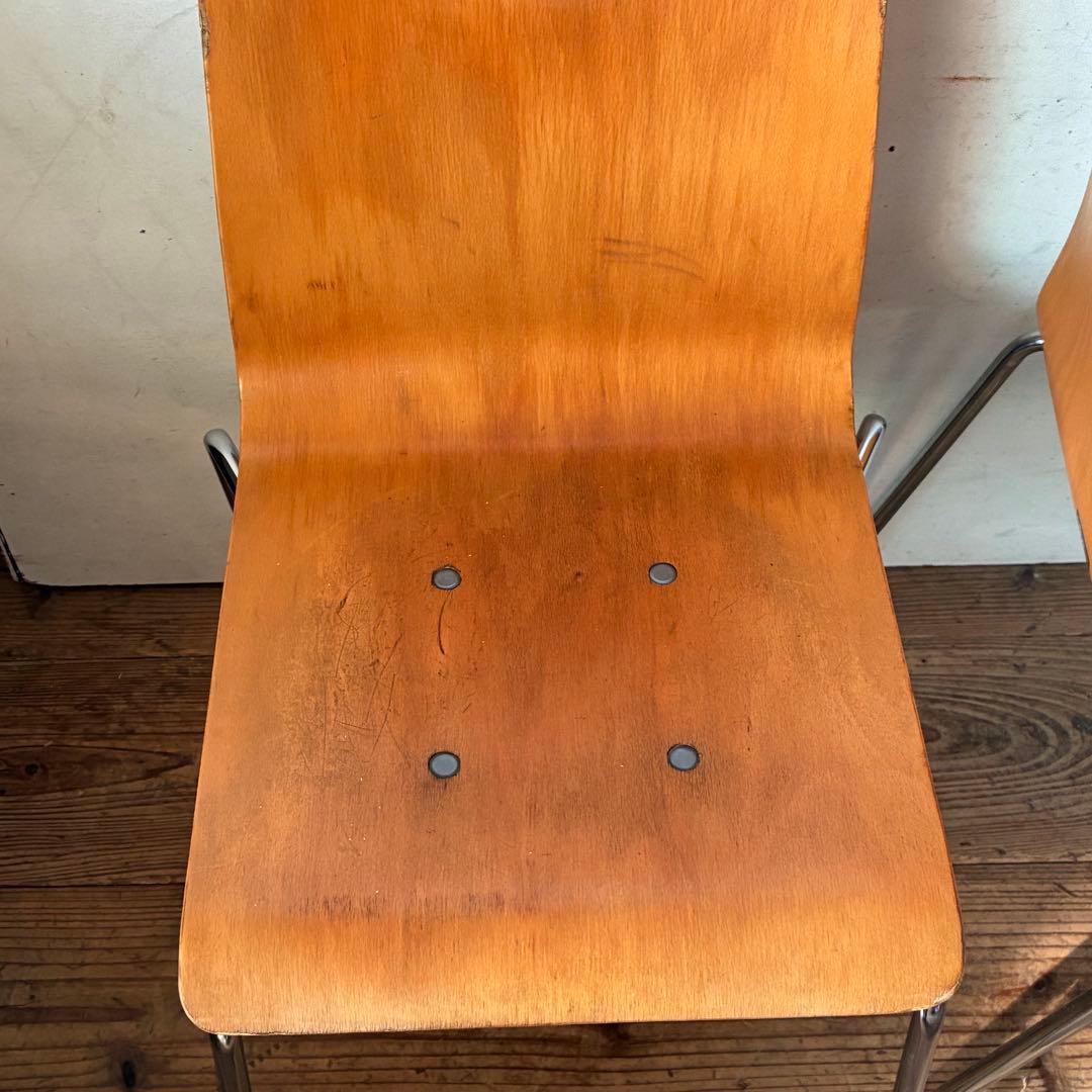 2脚セット ヴィンテージ プライウッド スタッキングチェア