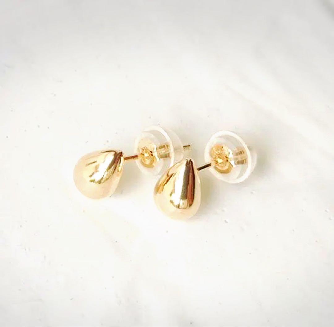 まる様　ピアス 18K 18金 つけっぱなし スタッドピアス しずく 無垢 金