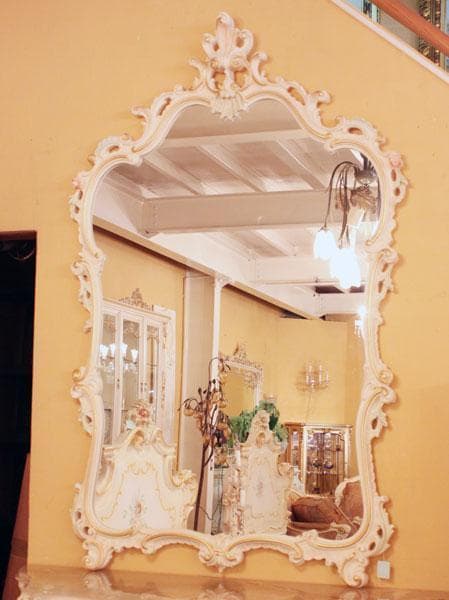 壁掛けミラー SILIK イタリア ロココ 姫系 白家具 シリック 鏡