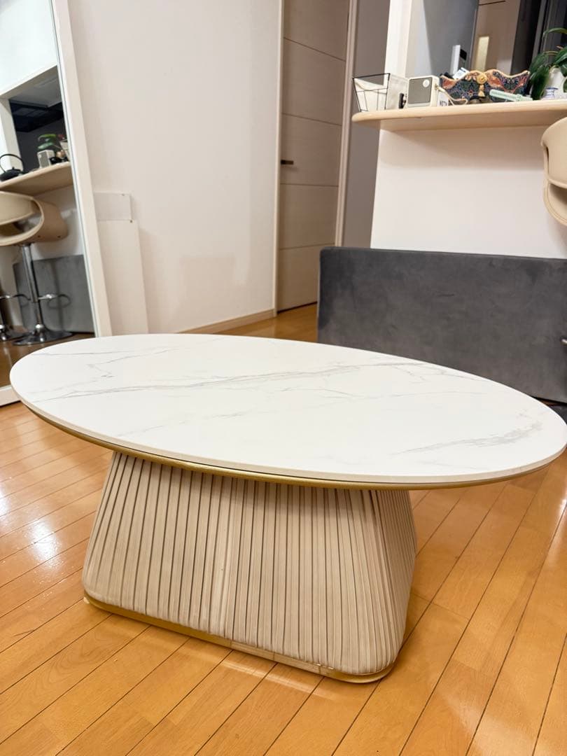 楕円形マーブル 大理石センターテーブル