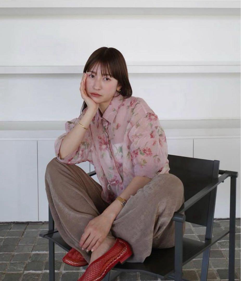 トップス CLANE SHEER FLOWER SHORT SLEEVE SHIRTS