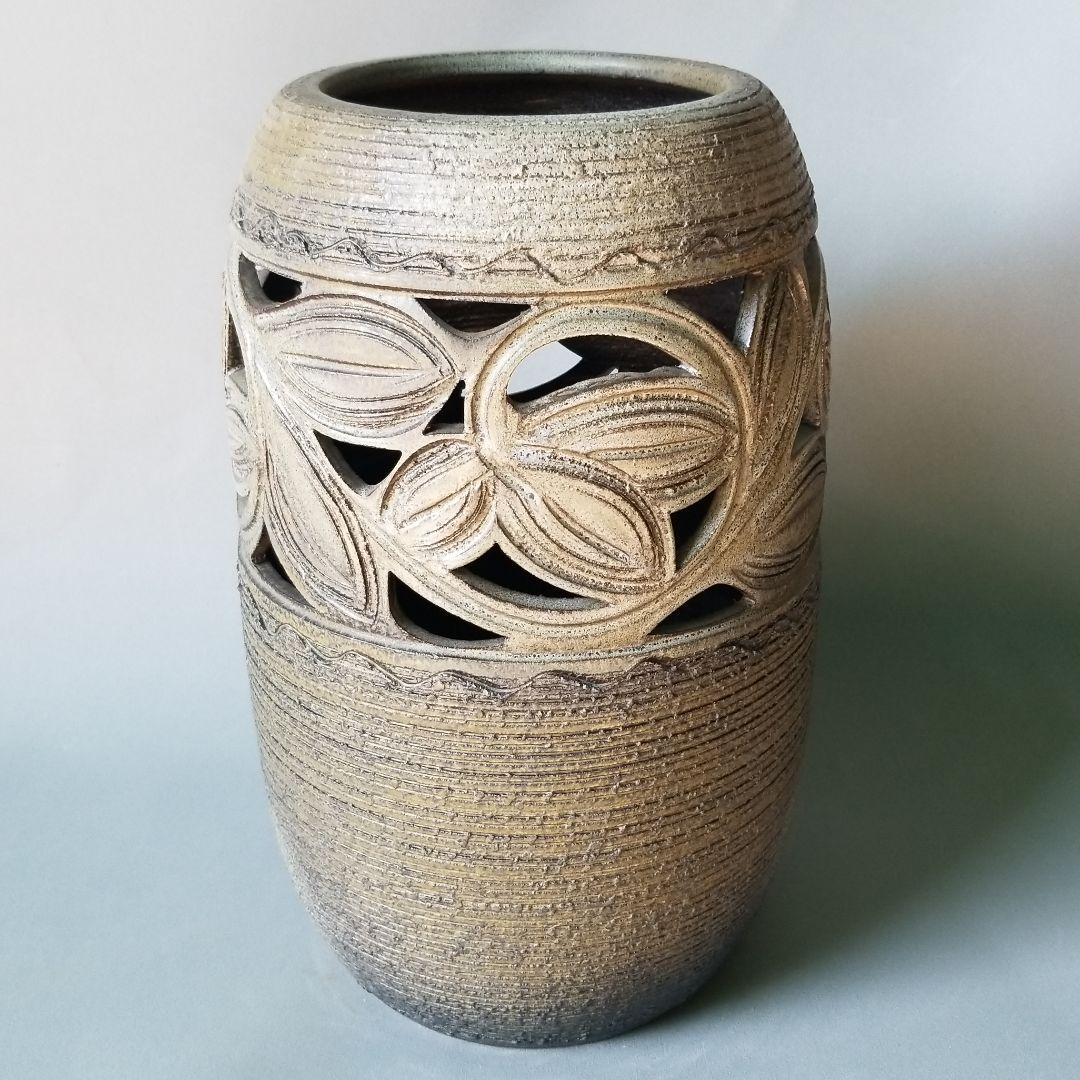 お値下げしました⤵信楽焼傘立て  太鼓型 高さ４４cm