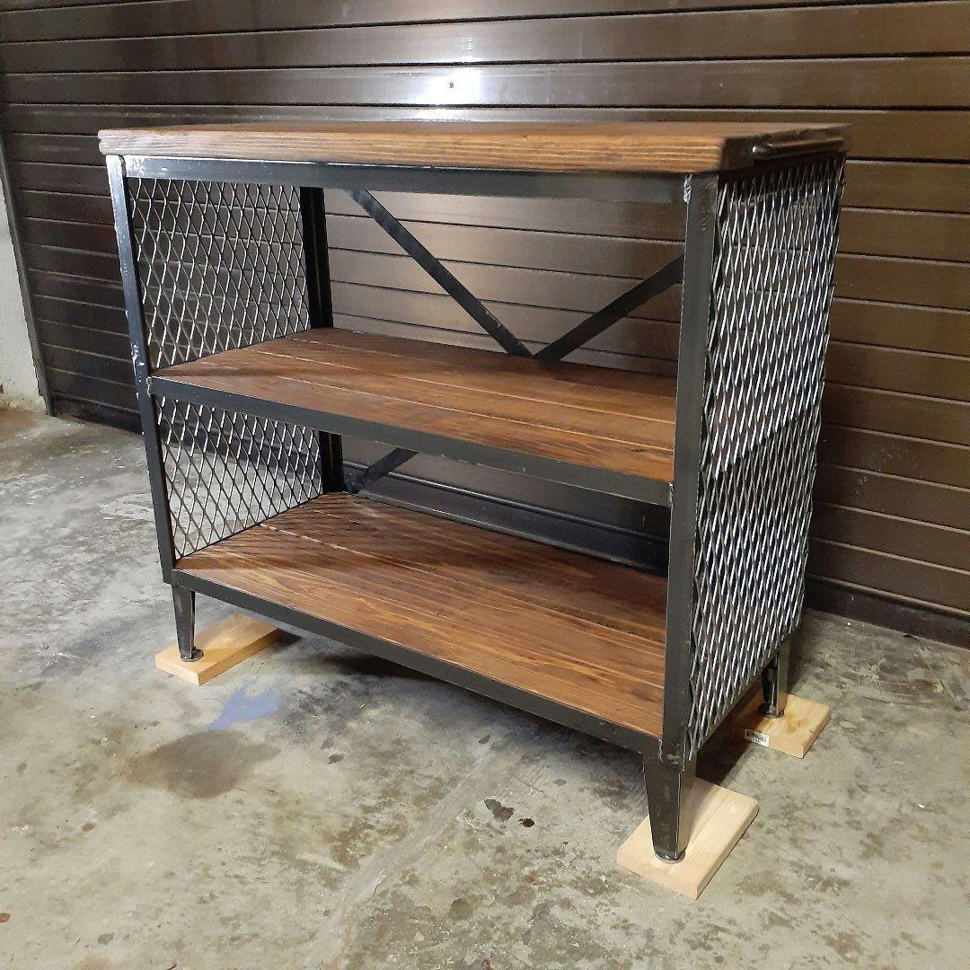 アイアン　シェルフ　ラック　インダストリアル　オープンラック　足場板　男前　棚