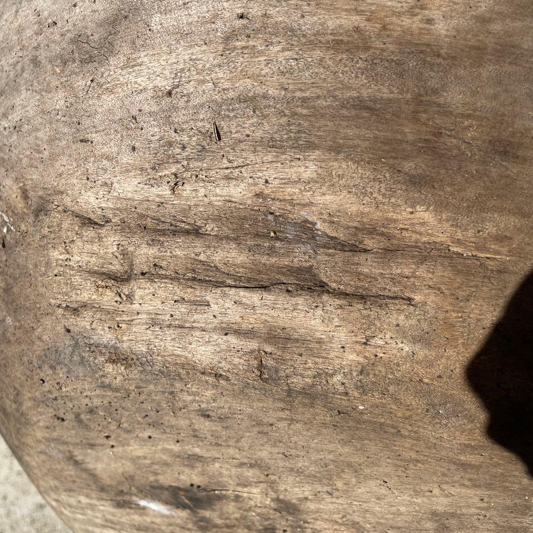 時代不明　シャビーな木鉢　木製 丸型ボウル 使用感あり