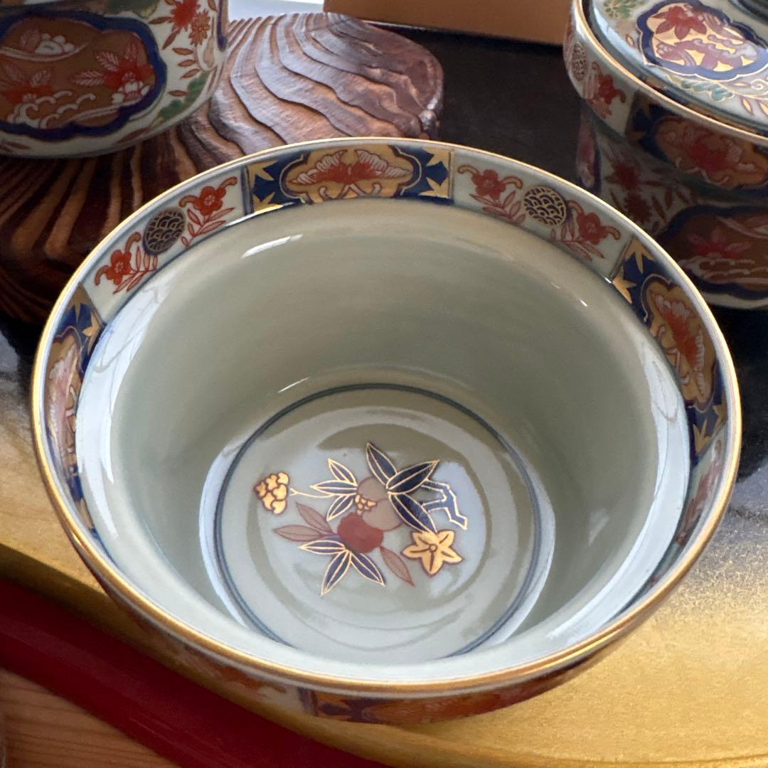 【高級】林九郎四方割木甲花紋　蓋物揃