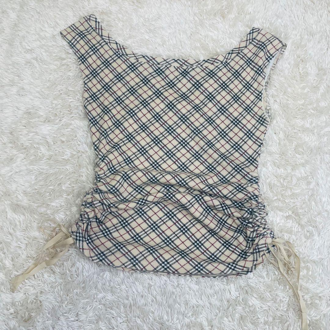 バーバリーブルーレーベル ノースリーブタンクトップ ノバチェック サイドリボン