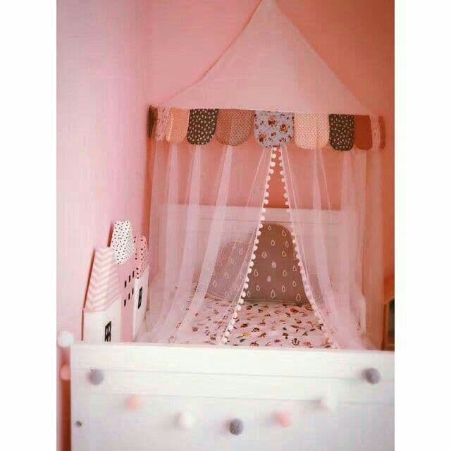 ベビーベッド おしゃれ 天蓋 蚊帳 テント ミニカーテン キッズルーム