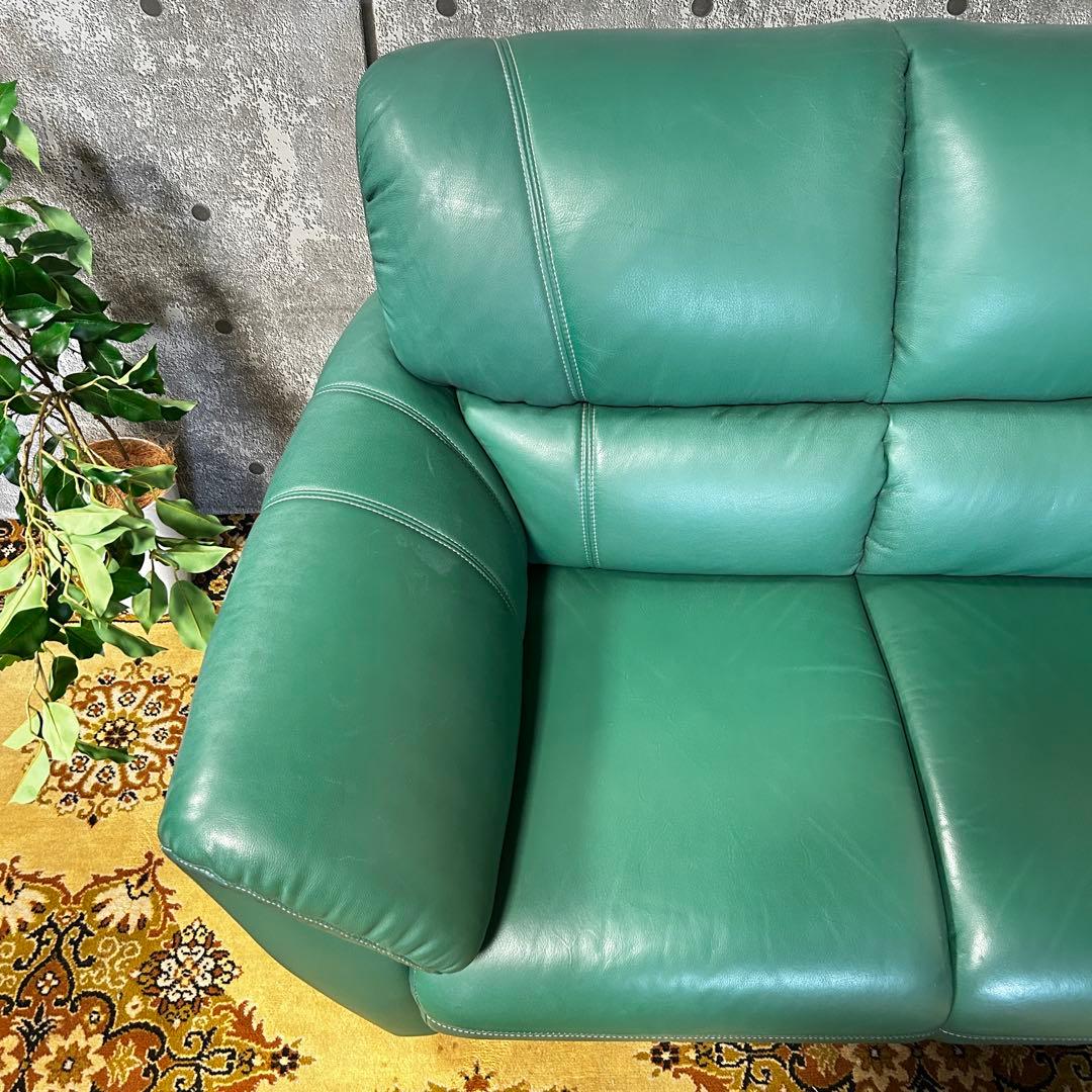 ▼꧁革素材꧂2人掛けアームソファ グリーン レザー 合成皮革 リビング