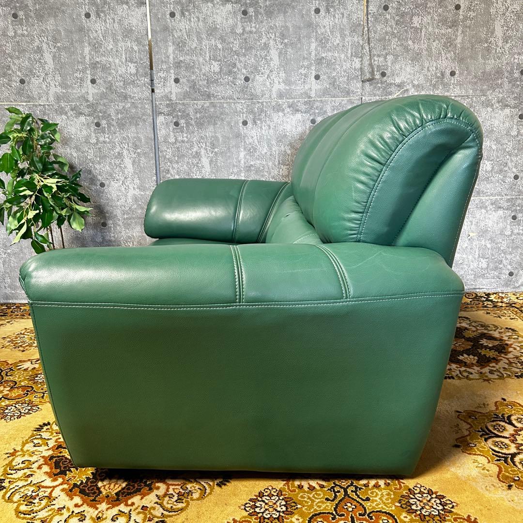 ▼꧁革素材꧂2人掛けアームソファ グリーン レザー 合成皮革 リビング