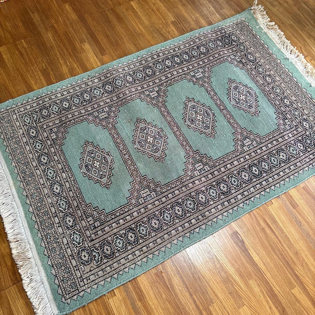 パキスタン絨毯 ウール 手織 ラグマット ヴィンテージ アンティーク 敷物