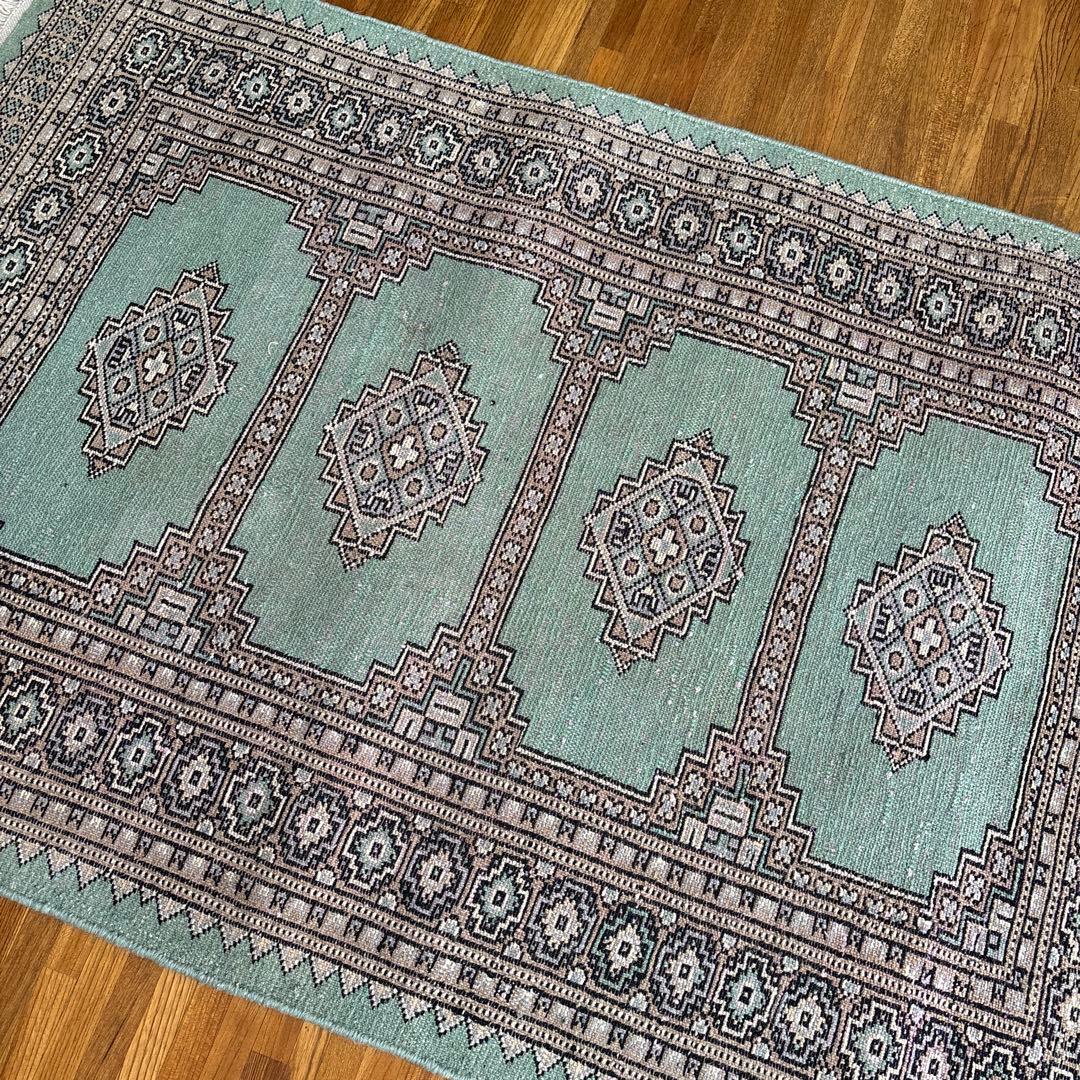 パキスタン絨毯 ウール 手織 ラグマット ヴィンテージ アンティーク 敷物