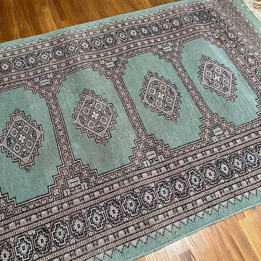 パキスタン絨毯 ウール 手織 ラグマット ヴィンテージ アンティーク 敷物