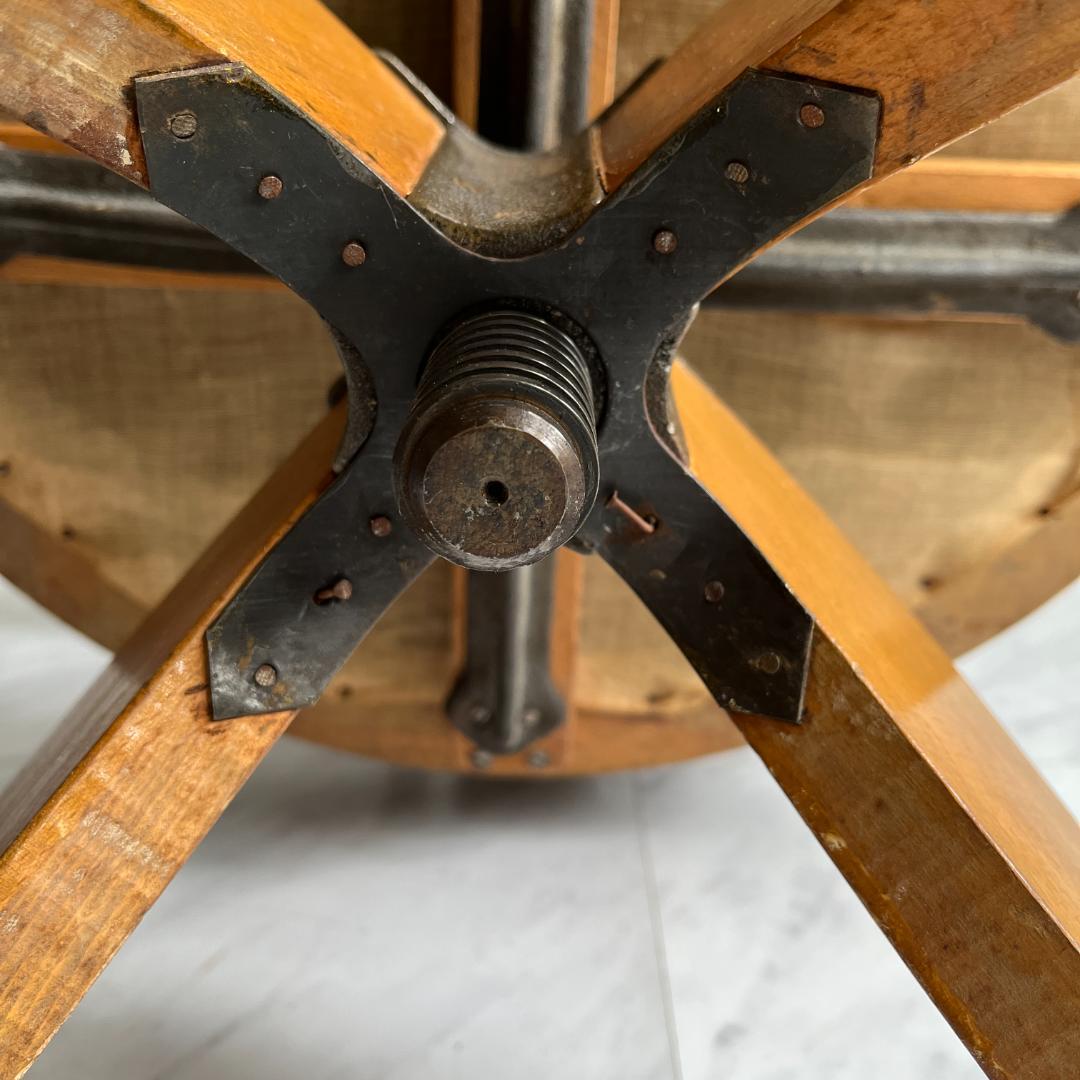 古い木製回転椅子 ドクターチェア ベロアシート ヴィンテージ レトロ 中古