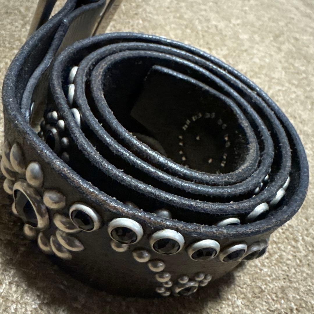 32inch HTC 希少　フラワースタッズベルト　ブラック　茶芯