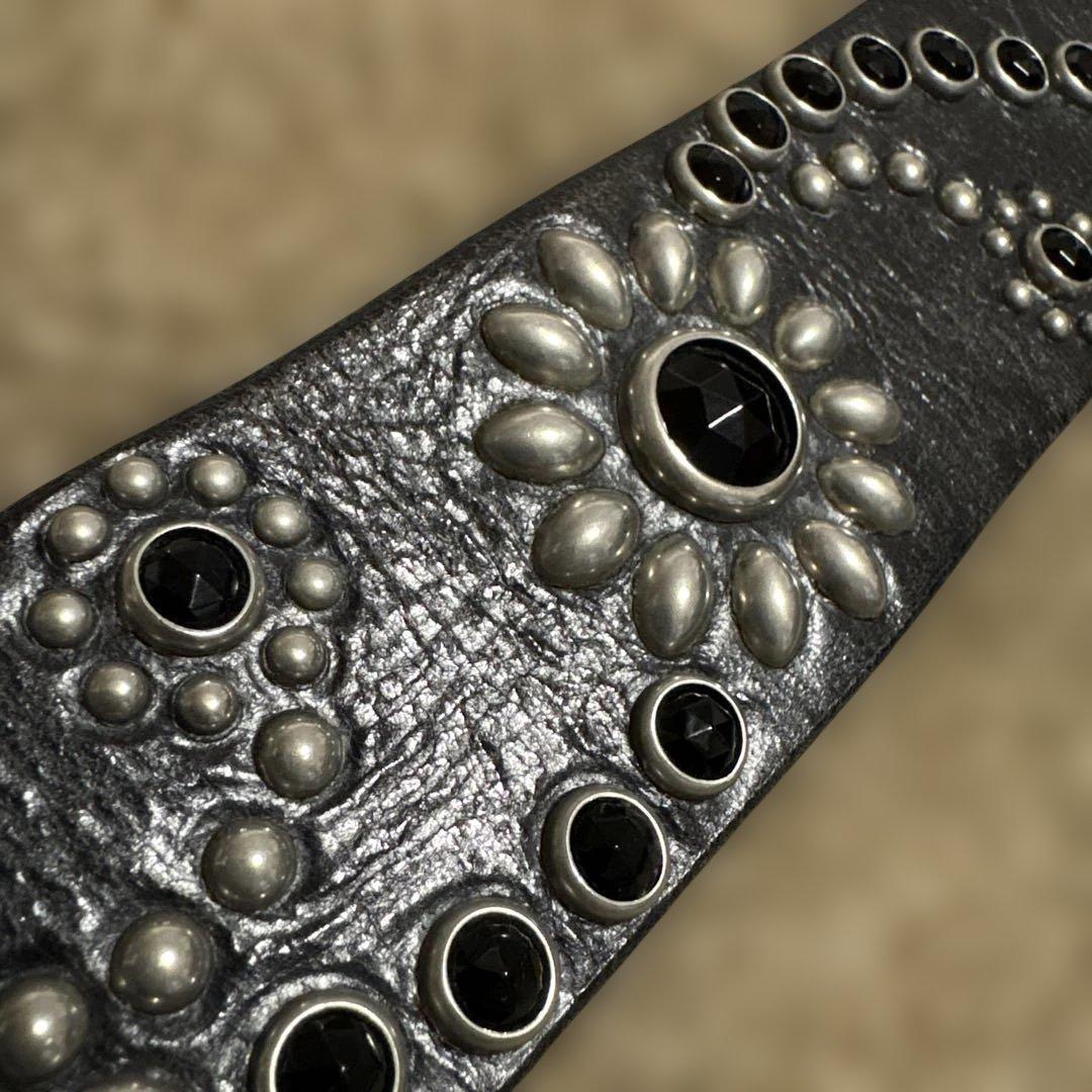 32inch HTC 希少　フラワースタッズベルト　ブラック　茶芯