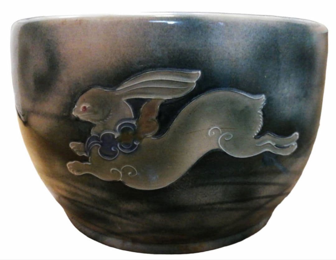 大型　陶器鉢　数連鉢　和風　うさぎ柄　アンティーク