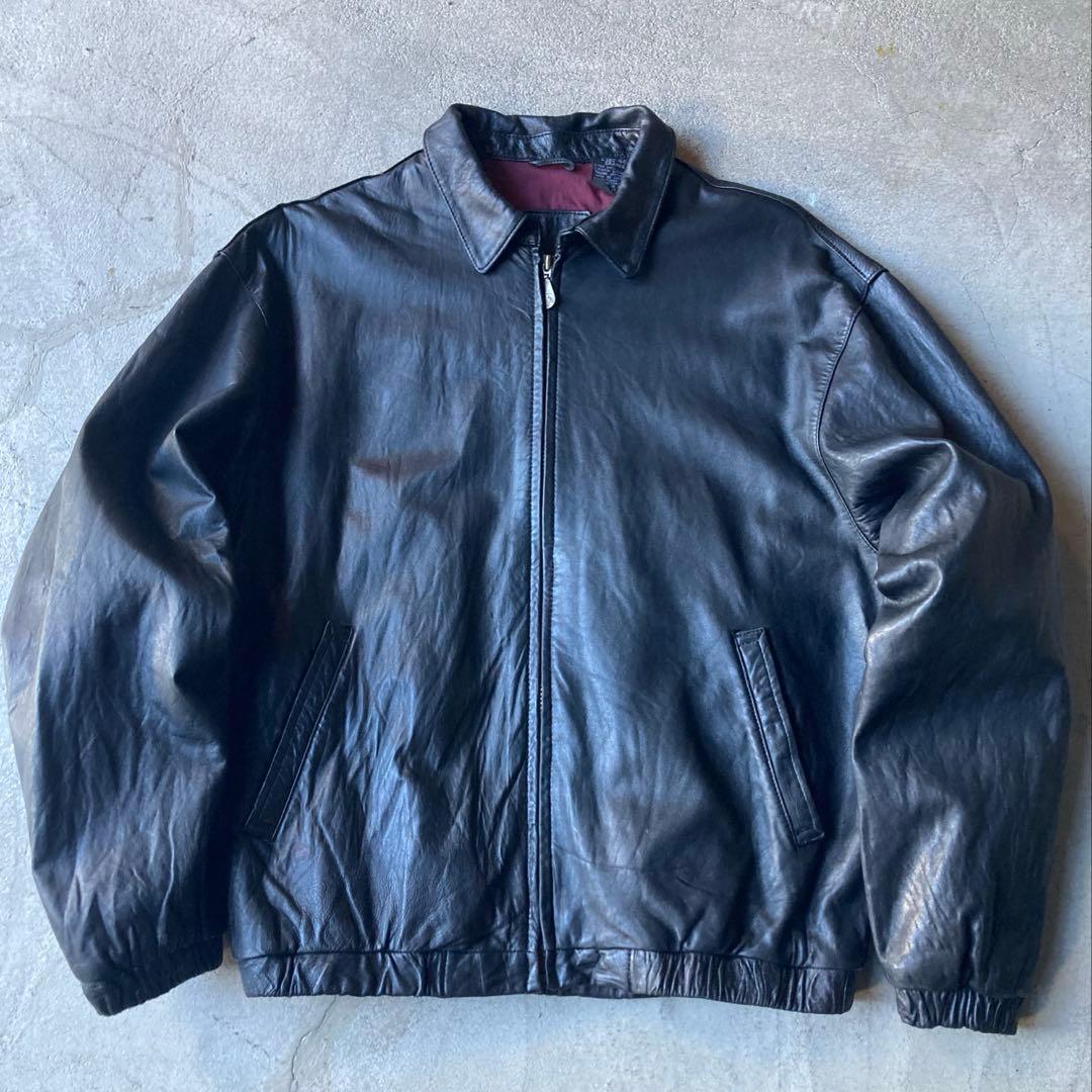 90s レザースウィングトップ ジップレザー L vintage