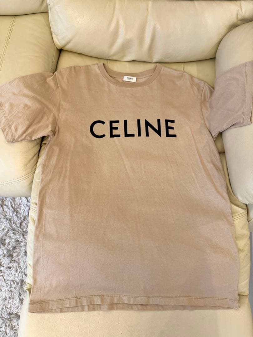 セリーヌ　メンズロゴTシャツ　ベージュ