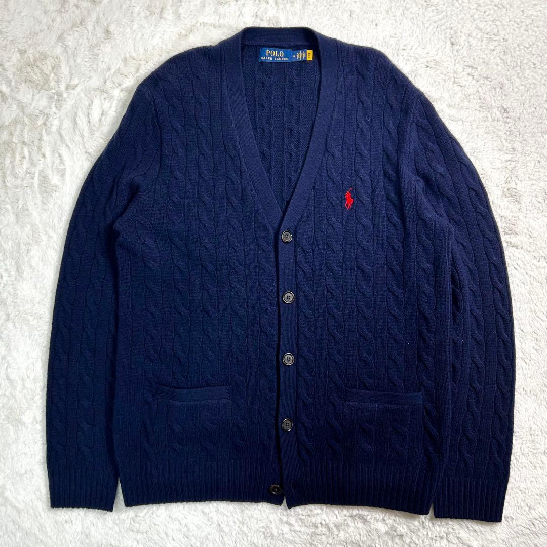 Polo Ralph Lauren カシミヤ混　ケーブルニット　カーディガン　M