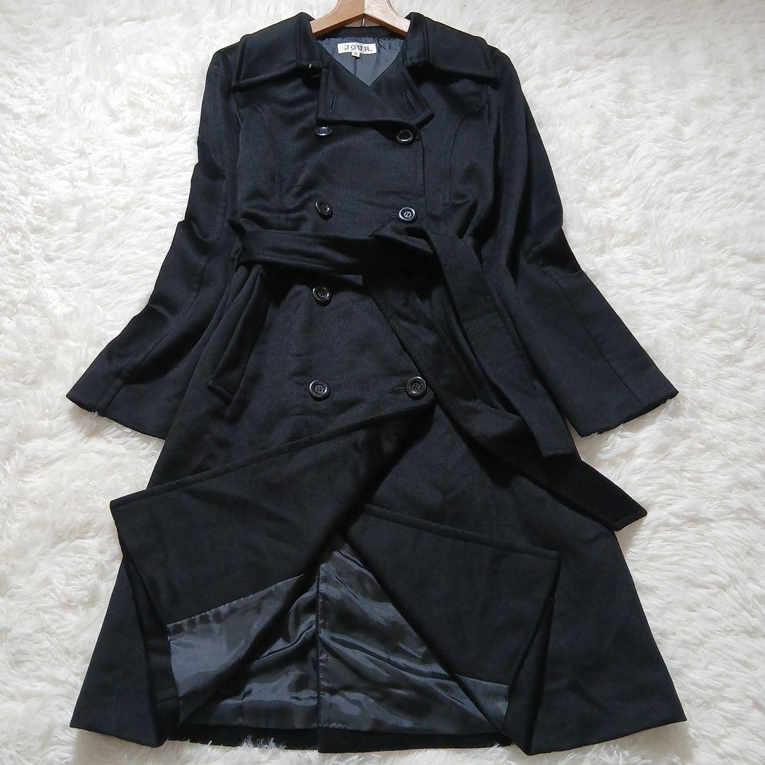 極美品　ジュール　ロングコート　ベルト付き　日本製カシミヤ100％　黒　Mサイズ