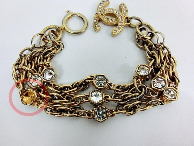 希少 CHANEL シャネル ラインストーン ブレスレット 3連