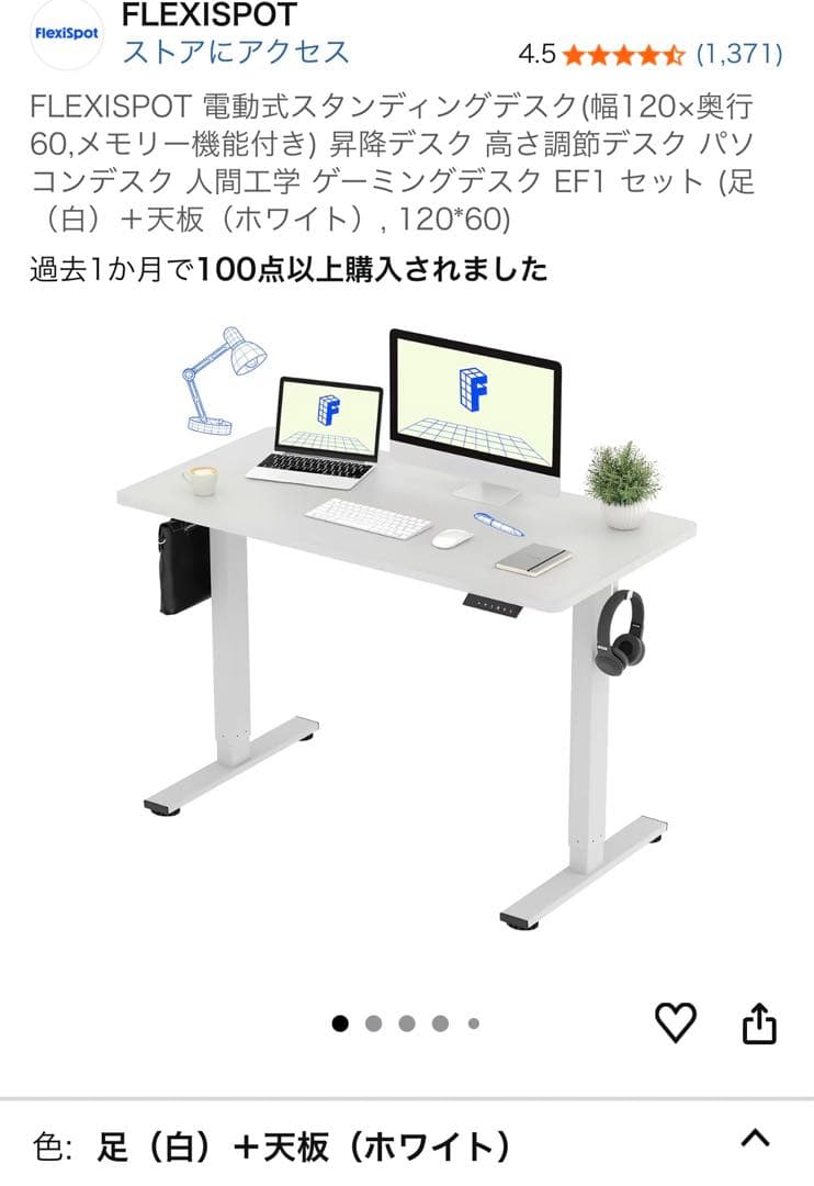 FLEXISPOT 昇降式スタンディングデスク 120x60cm