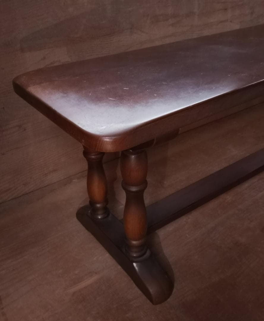 キツツキ 飛騨産業 ベンチ 長椅子 ろくろ脚 クラシカル 古家具 アンティーク