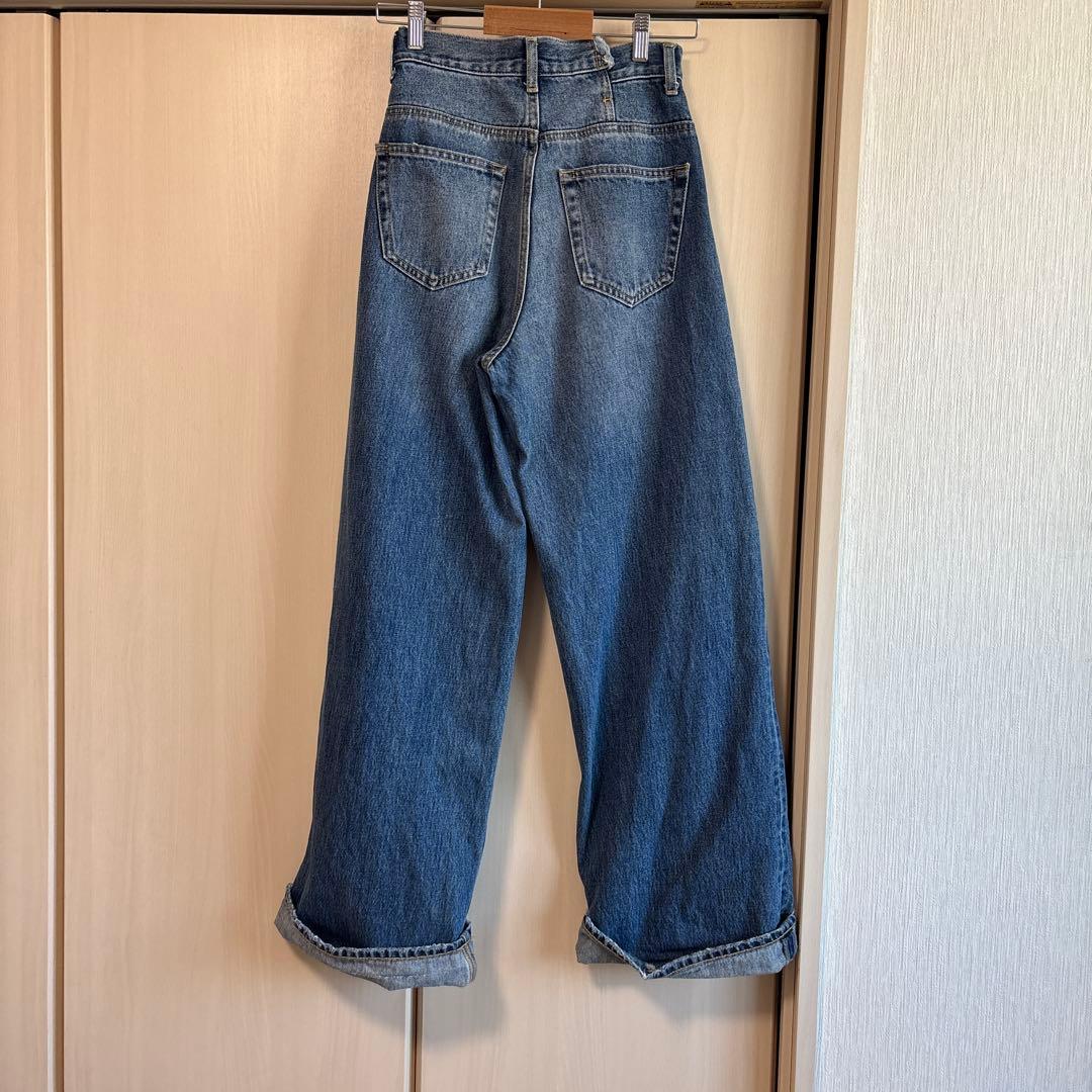 MOUSSY CROSS WAIST WIDE ストレート デニムパンツ