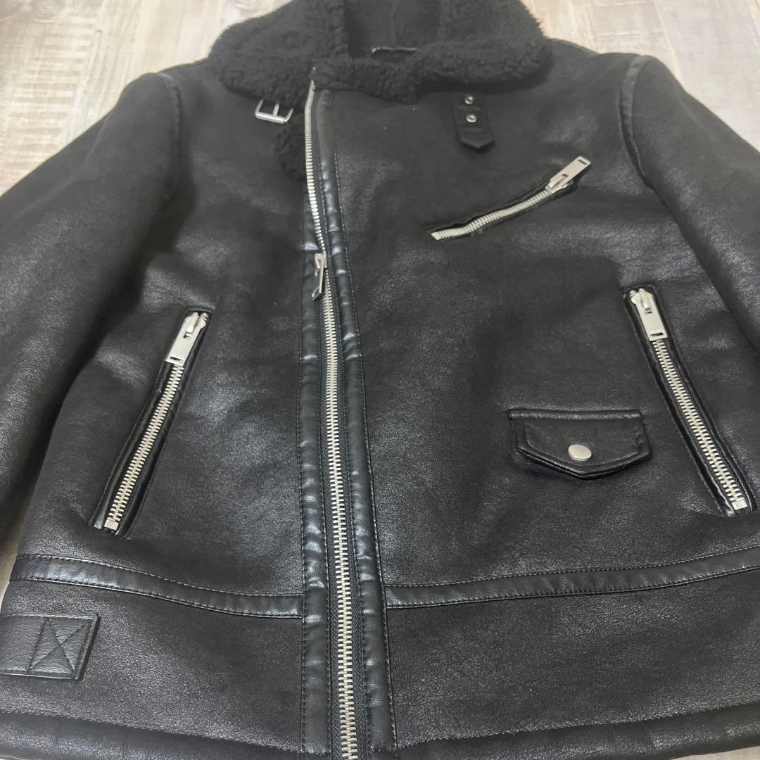 【極美品】ZARA B-3 フェイクレザー ムートン ダブルライダースジャケット