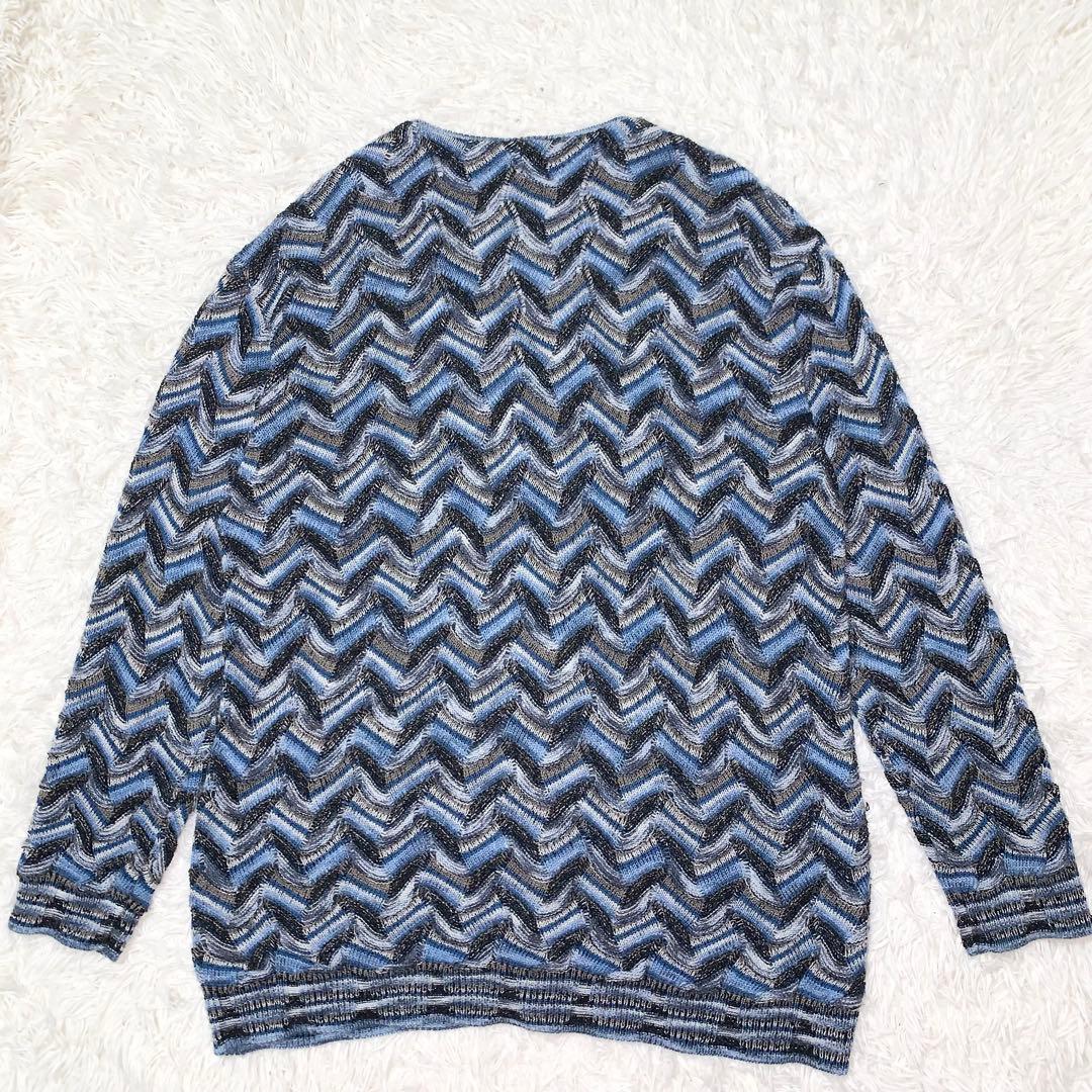 美品 MISSONI カーディガン 総柄 ウール モヘヤ混 オーバーサイズ XL
