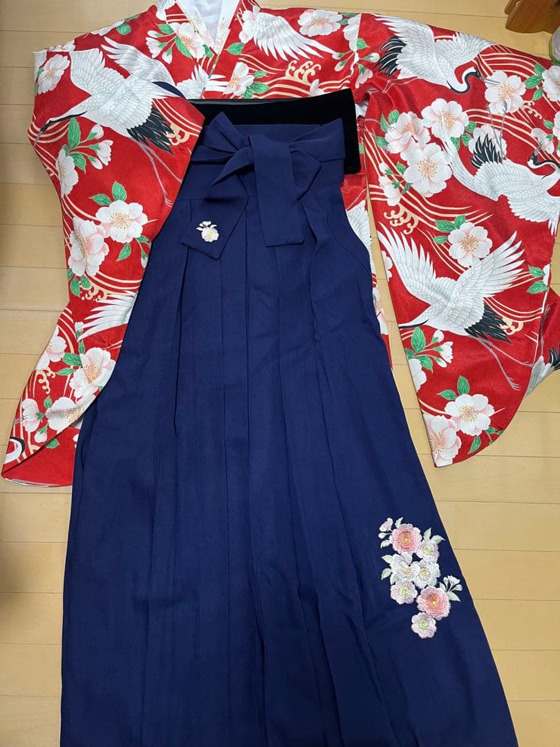 キャサリンコテージ　袴セット　鶴と桜柄　165 小学生　大学生