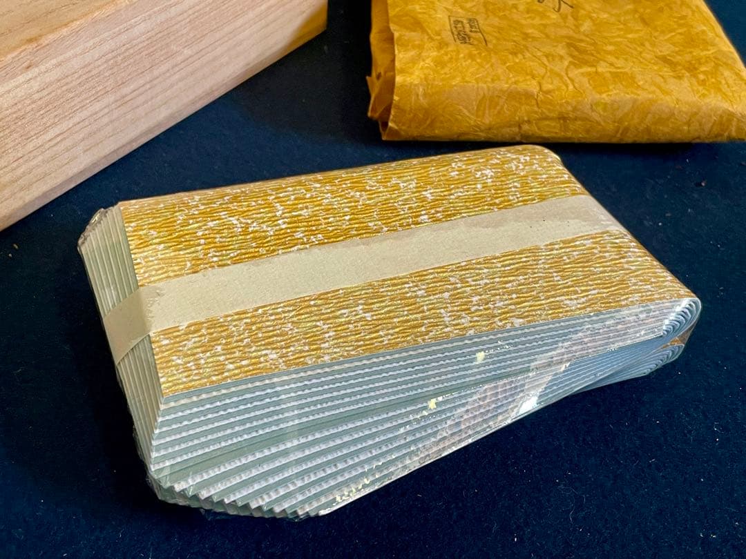 割引❣️「祖」 千家十職 表具師 奥村吉兵衛 金銀 水色 釜敷 紙釜敷 (Ｂ)